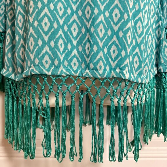 Rancho Estancia Blouse SZ Small Tunic Fringe Oversized Western Country Club - Picture 3 of 9
